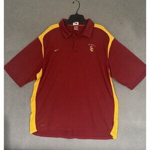 Nike Team USC Trojans Dri-Fit Red Polo Shirt Size XL Football Basketball